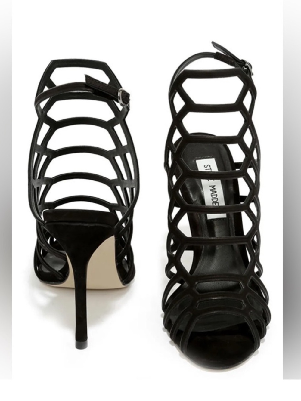 Steve Madden black caged heels